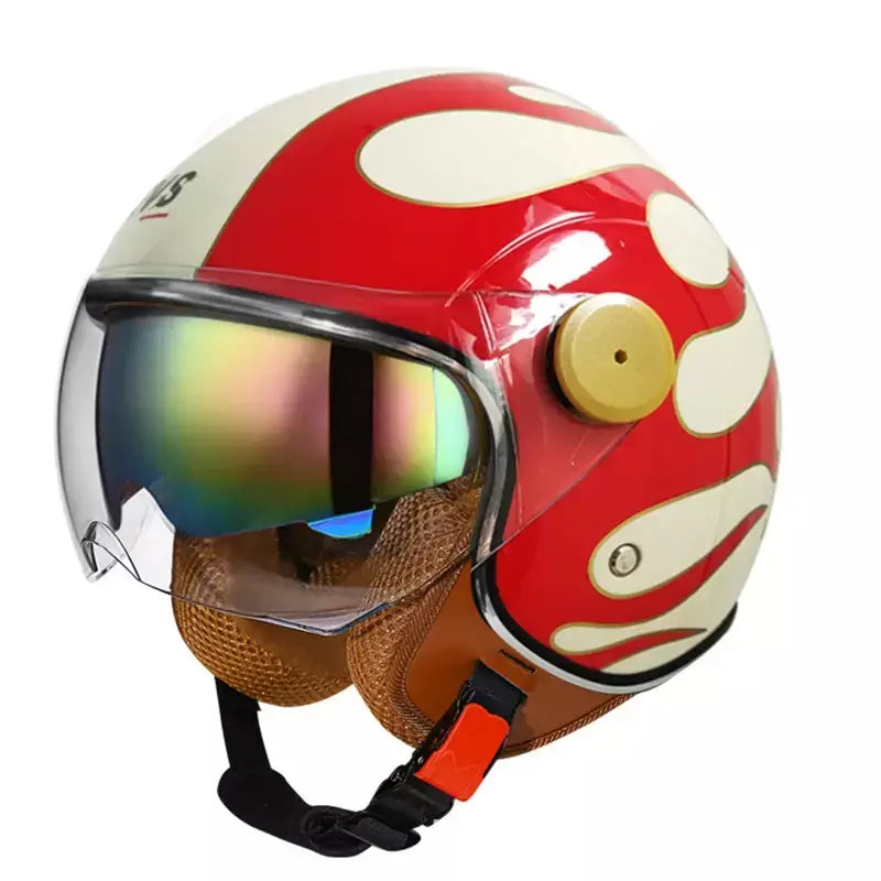 Capacete de motocicleta vintage leve com viseira dupla moto equitação 3/4 meio capacete aberto retro casco moto 3c & dot