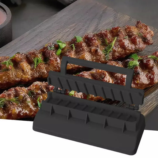 Máquina de espeto de carne de churrasco de plástico portátil reutilizável fabricante de espeto de churrasco fácil preparação de kebab ferramenta para churrasco