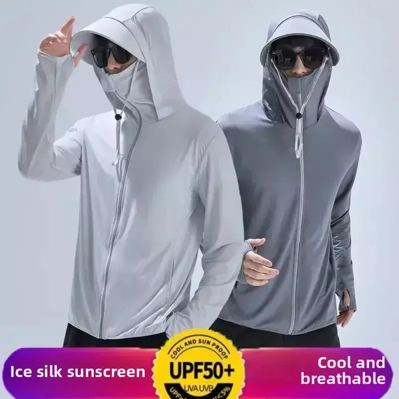Roupas de pesca ao ar livre de verão masculino malha de seda gelo respirável solto proteção solar secagem rápida anti-uv leve camisa de pesca