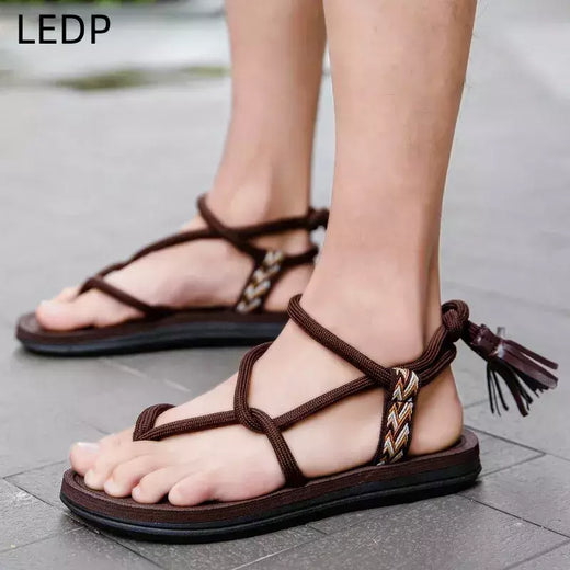 Corda explosiva casal legal sapatos na moda verão casal sandálias moda all-match 2023 melhor-venda designer réplica sapatos masculinos