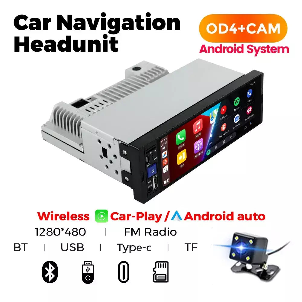 Mekede 6.86 ''1din com fio sem fio carplay android auto mp5 rádio do carro reprodutor multimídia bt fm espelho link áudio estéreo do carro