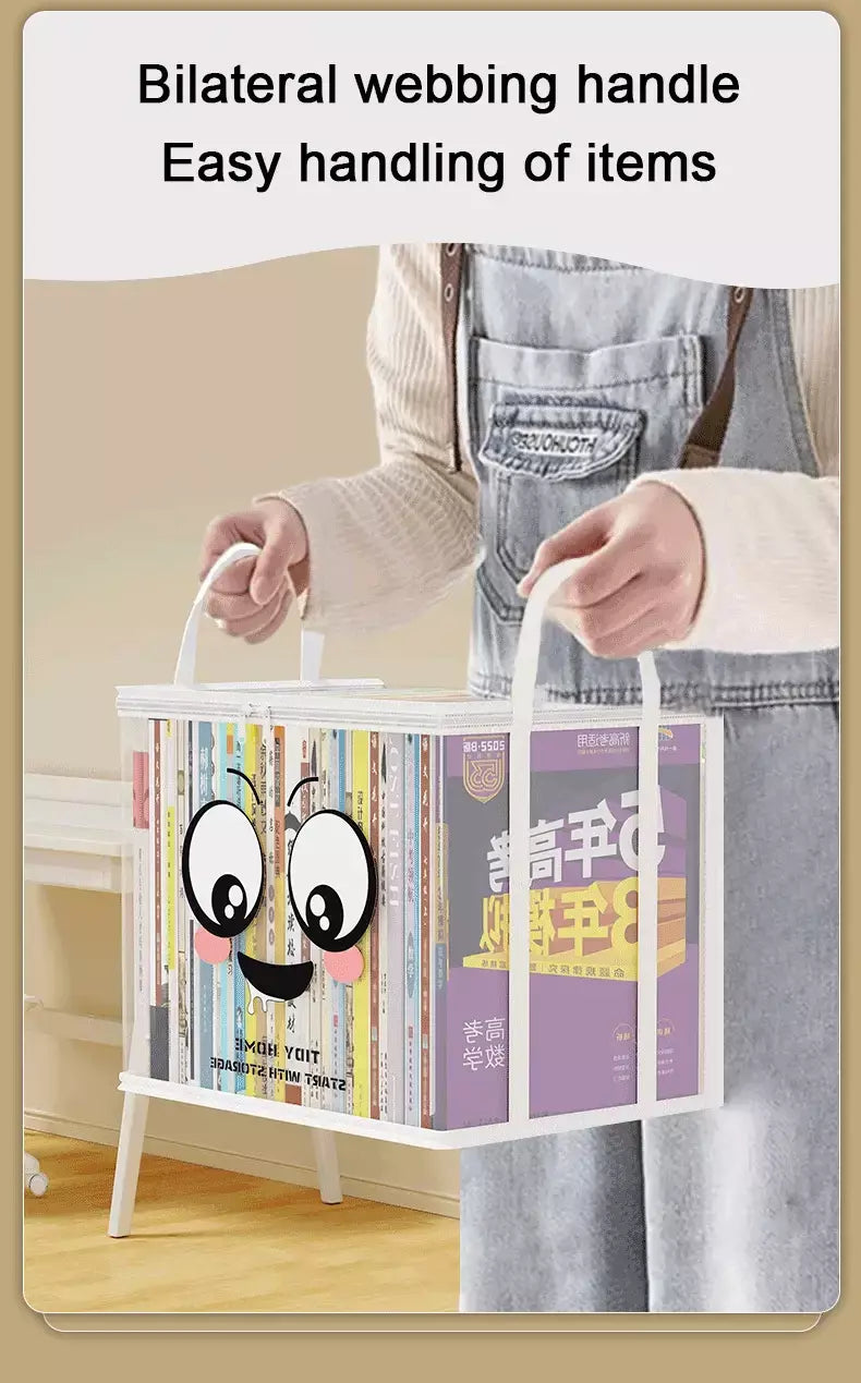Caixa de livro dobrável estudante dormitório sala de aula livro organizador transparente à prova dwaterproof água casa livro organização caixa armazenamento bolsa