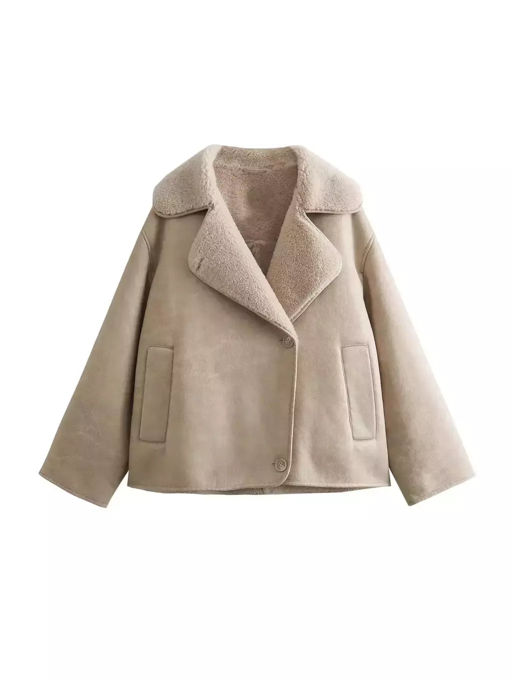 Jaquetas grossas de couro falso femininas, casacos com mistura de lã quente, jaqueta de pelúcia demi-estação, outerwear, outono, inverno, 2024