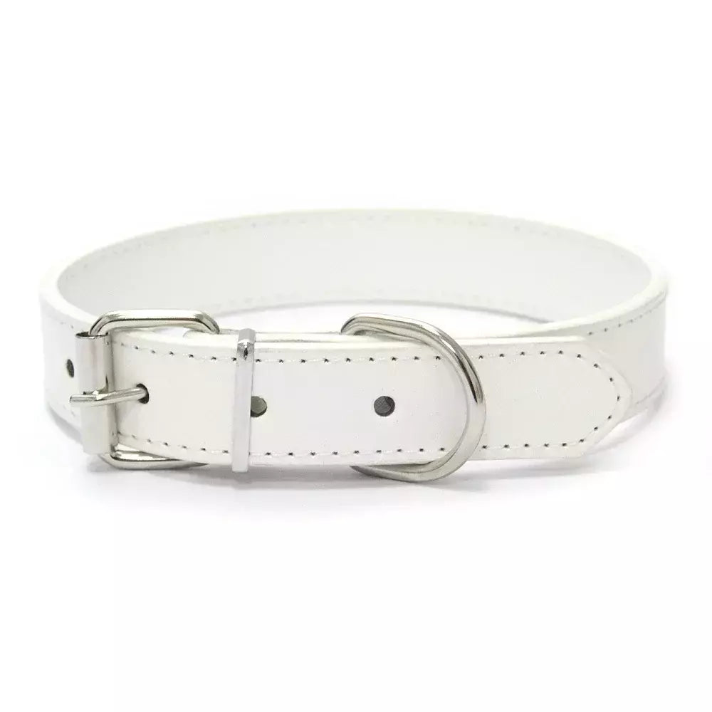 Coleira de couro para cachorro, cor sólida, ajustável, gato, filhote de cachorro, alça de pescoço, adequada para cães médios e pequenos, suprimentos para animais de estimação