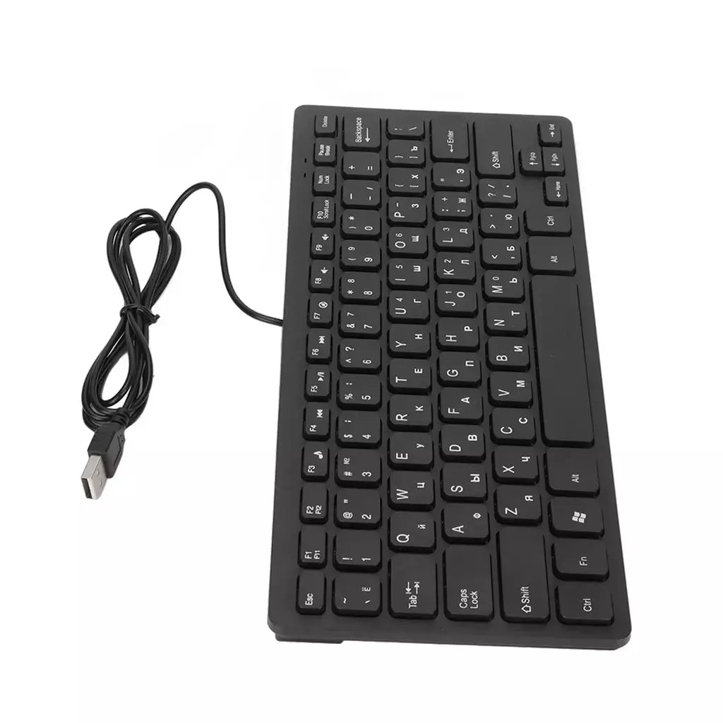 Fino USB Wired Teclado de computador Desktop, 78 Teclas, Alemão, Russo, Francês, Pequeno Idioma, Casa, PC, Laptop