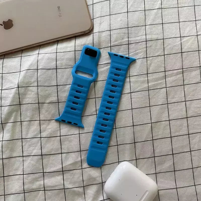 Pulseira esportiva para apple watch ultra 9 8 7 6 se 5 pulseira leve de silicone macio para iwatch 38mm 40mm 42mm 44mm 45mm 49mm