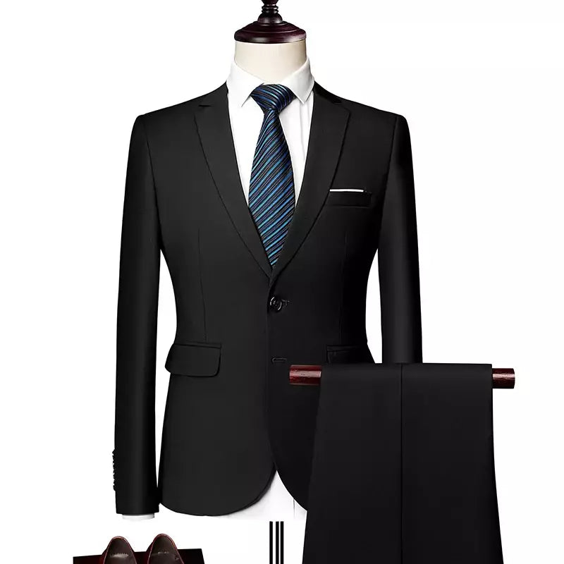 (Jaqueta + Calças) Últimas Homens Terno Set Blazers Formais Slim Fit Negócios Smoking 2 Pcs Terno Do Noivo Vestido de Noiva Homem Terno S-6XL