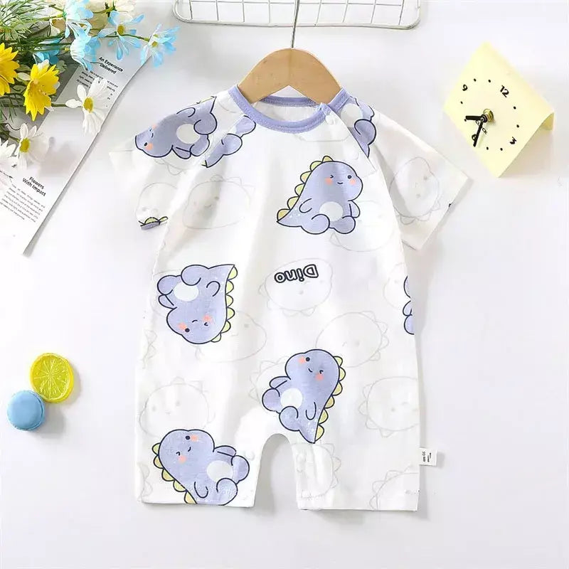 Bonito dos desenhos animados do bebê macacão verão de manga curta algodão fino recém-nascido roupas infantis bodysuit meninos meninas rastejando roupas macacão