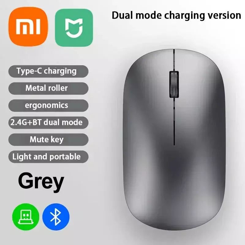 Xiaomi silencioso mouse sem fio de modo duplo tipo-c carregamento 2.4g dpi ajustável recarregável ergonômico morandi mouse de escritório portátil