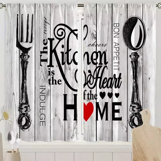 Minimalista Cozinha Janela Cortinas, Faca Fork Texto, Fácil Instalação, Quarto, Estudo, Café, Sala, Decoração de Casa, Moda, 2pcs