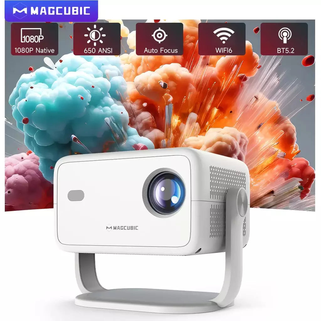 Magcubic L018 4K 650ANSI Projetor Portátil Nativo 1080P Foco Automático Correção Keystone Android 11 BT5.2 WIFI6 360 ° Cinema em casa