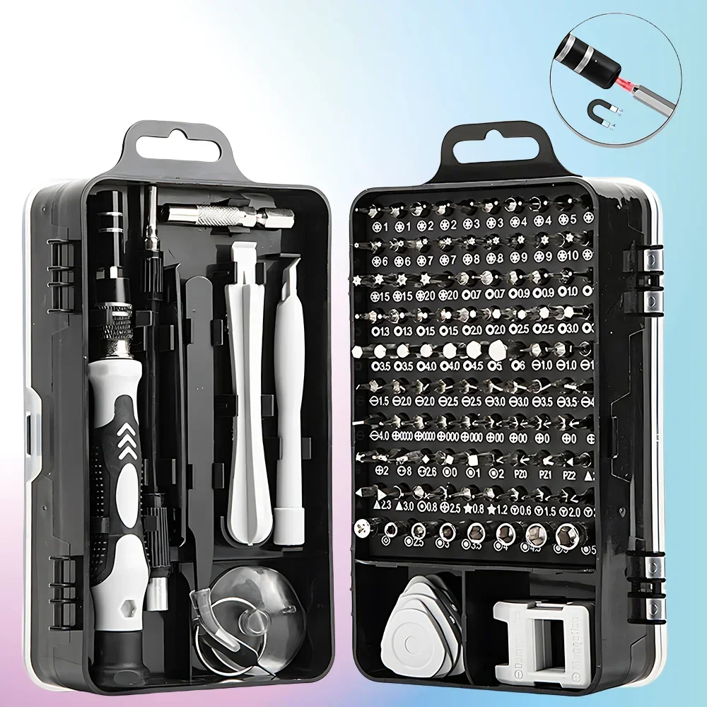 Conjunto de chave de fenda de precisão magnética 115 em 1, ferramentas de reparo eletrônico, driver de porca profissional para laptop, telefone, manutenção de pc