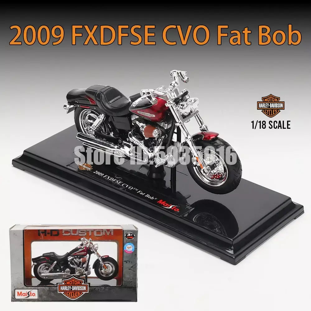 Maisto 1:18 Harley-Davidson Motocicleta 2022 Road King 2022 Fat Bob 114 Liga Modelo de Motocicleta Coleção de Carros de Brinquedo