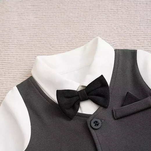 0-18m roupas para recém-nascidos cavalheiro bonito terno de festa formal algodão confortável macio primavera e outono manga comprida bodysuit do bebê