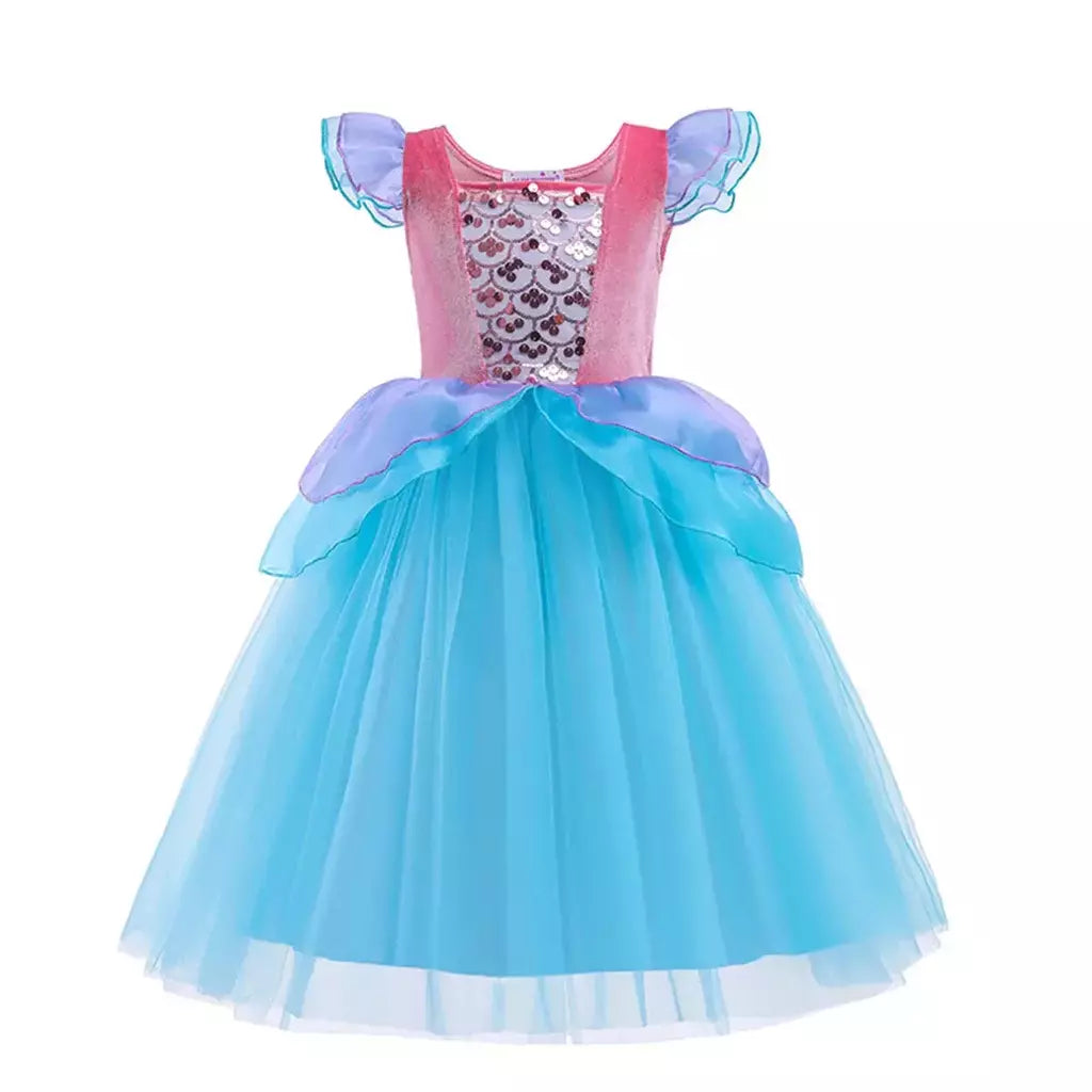 Meninas escala roxa princesa sereia ariel cosplay vestido de halloween vestido de festa de aniversário meninas verão praia vestido de férias