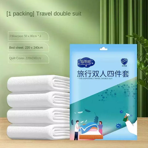 Folha de cama espessada algodão completo duplo, Conjunto de cama descartável, Viagem, Suprimentos de cama dupla, 3 Pcs Set