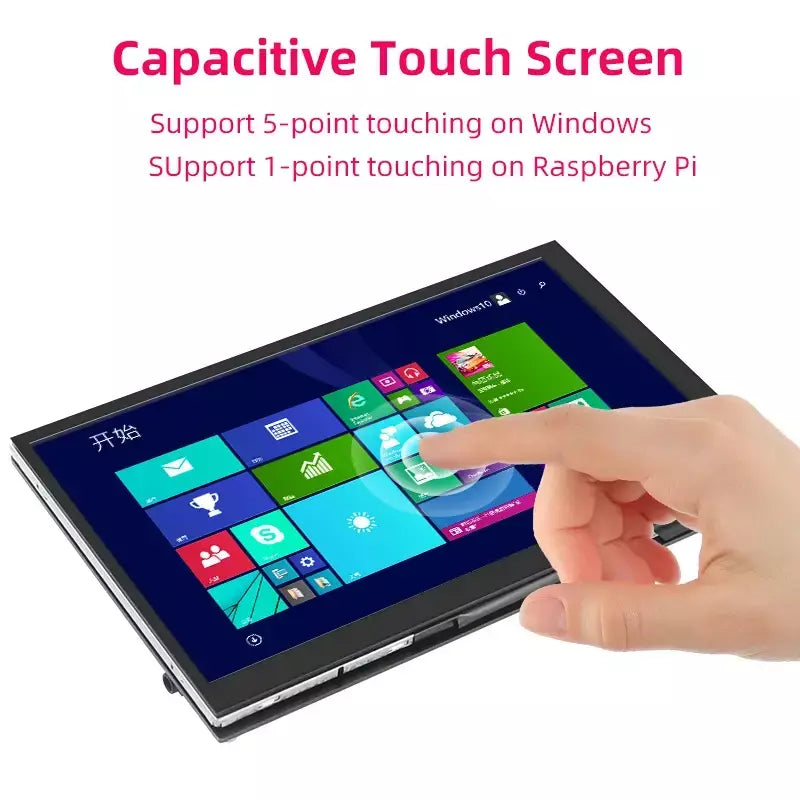 7 Polegada display portátil ips lcd tela de toque capacitivo 1024x600 monitor alto-falantes opcionais para raspberry pi 5 4b 3b + computador portátil