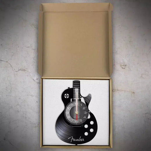 Guitarra acústica Wall Art Relógio, Instrumento Musical, Home Interior Wall Decor, Disco de vinil Relógio, Rock n Roll Presente Musical