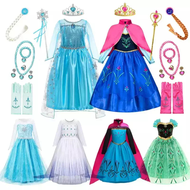 Elsa anna vestidos de princesa meninas malha lantejoulas vestido crianças cosplay neve rainha trajes halloween carnaval festa aniversário vestidos