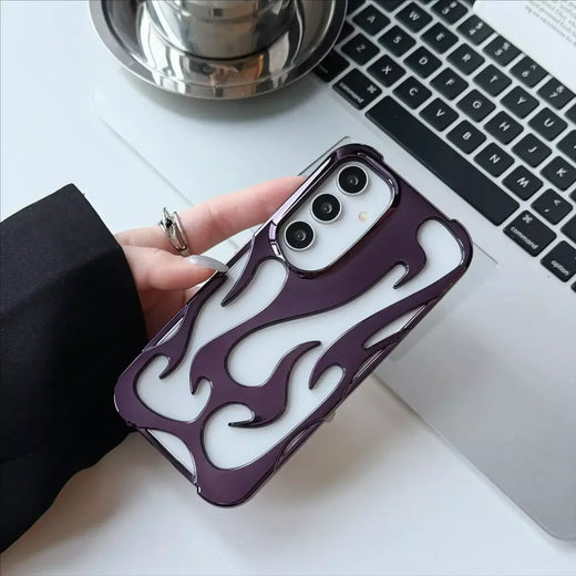 Novo padrão de chama 3d caso para samsung galaxy s25 s24 s22 s23 ultra plus a16 a06 a55 moda oco fino à prova de choque capa macia