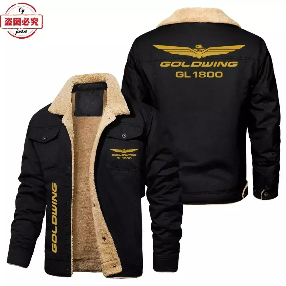 Asa de ouro 1800 logotipo da motocicleta impressão velo térmico gola alta jaqueta roupas de ciclismo roupas de corrida equipe roupas de trabalho