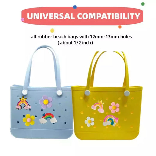 Acessórios femininos de borracha praia saco, cor do arco-íris, fivela decorativa, para bolsa