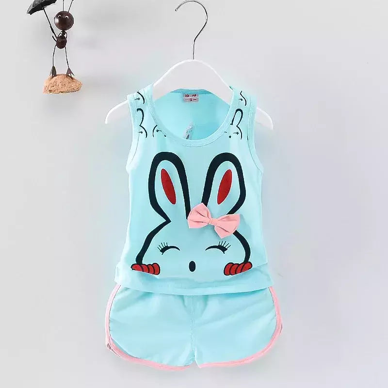 Conjunto de pijamas casual infantil, roupas de bebê, colete bonito feminino, pijama infantil, roupas de treino infantis, verão, novo, 2 peças