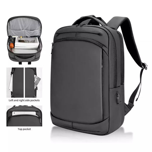 Qualidade PU Coberto Preto Cinza High School Use 16,5 polegadas Viagem Negócios USB Laptop Mochila