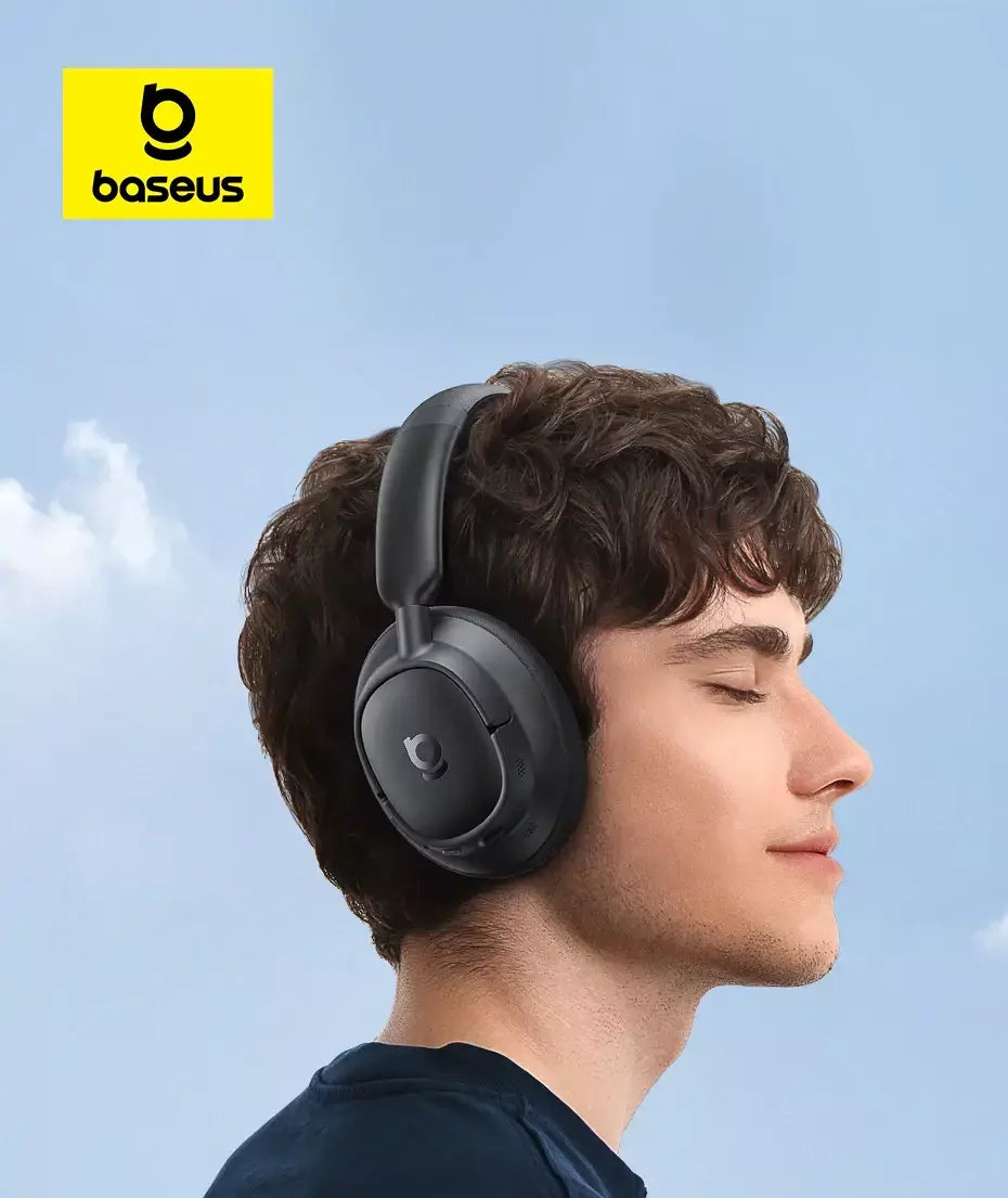 Baseus bowie h1s fones de ouvido sem fio bluetooth 5.4 cancelamento de ruído 46db sobre a orelha fone de ouvido de áudio espacial de alta resolução 120h tempo
