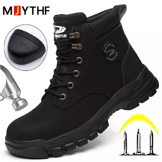 Botas de proteção de aço masculino, Anti-Smash, Anti-Punção, Trabalho, Segurança, Indestrutível, Impermeável, Inverno