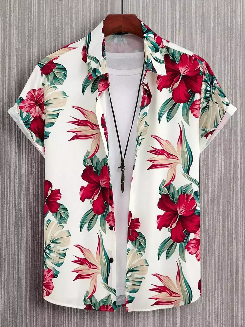 Camisa de lapela masculina de manga curta, estilo havaiano, padrão tropical de coqueiro, tops grandes, férias de verão