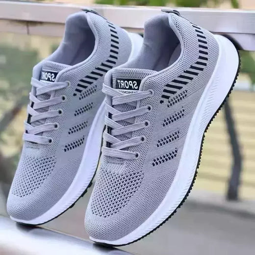 Tênis de caminhada antiderrapante e respirável masculino, sapato casual ao ar livre, confortável e elegante, tênis de corrida com renda, 2024