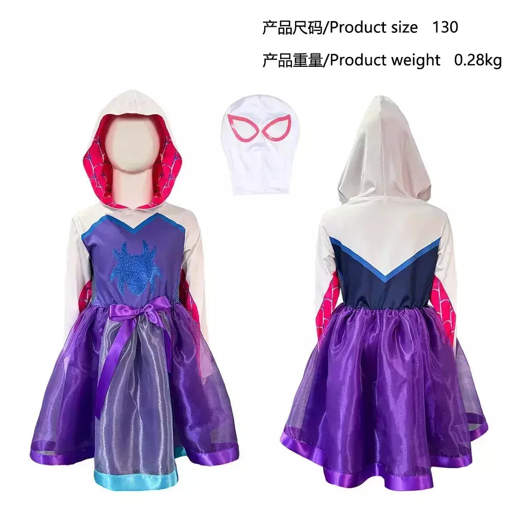 Meninas gwen fantasma aranha traje bodysuit halloween cosplay com capuz trajes de festa de férias fantasia sexy vestir-se hoodies maiô