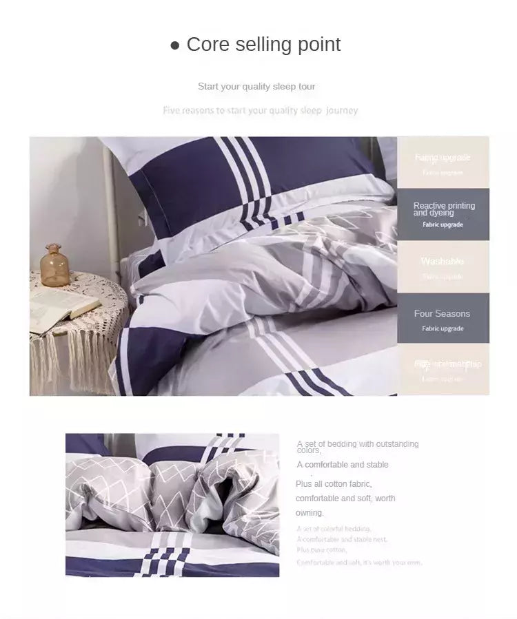 Listrado impressão algodão Duvet Cover Set, Soft Skin Friendly cama fronha, 1PC, 2PC, 3 PCs, 100% algodão