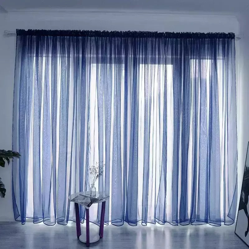 Cortinas transparentes de tule para sala de estar, cortina transparente para janela, haste de bolso, painel de quarto, decoração de tecido