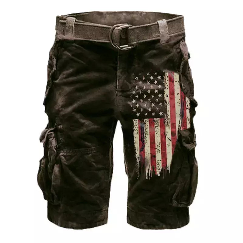 Calça masculina solta de algodão cargo, shorts casuais para esportes ao ar livre, confortável, tamanho grande, níquel, verão