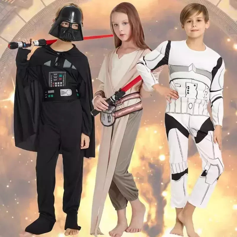 2024 novo traje de guerreiro preto tempestade soldado darth vader anakin skywalker menina guerras rey cosplay festa traje roupas capa máscara