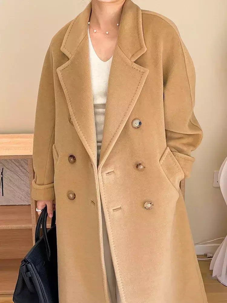 Casaco de Cashmere Camel Classic, casaco de lã de comprimento médio, novo, 101801, outono e inverno