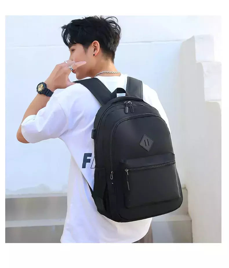 Mochila de carregamento USB impermeável para homens, sacos traseiros do escritório do negócio, mochila para laptop casual, mochilas escolares masculinas, 15,6";;VERDADEIRO;;"CINZA