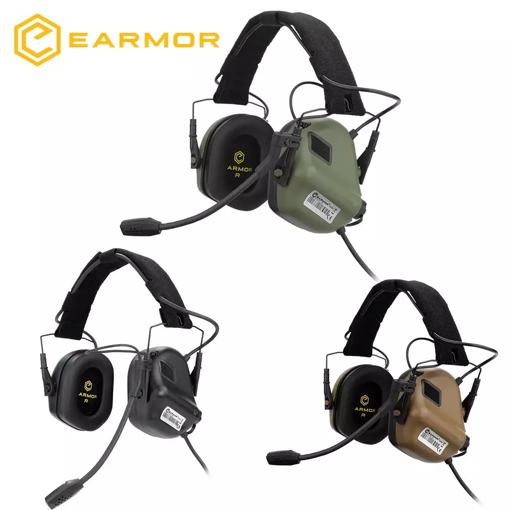 Earmor m32 mod4/se tiro earmuffs tático redução de ruído fone com capacete arco ferroviário adaptador com kenwood ptt adaptador novo