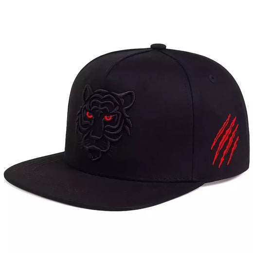 Boné masculino bordado tigre, chapéu snapback de algodão, ajuste adulto, sol casual ao ar livre, moda hip-hop, osso