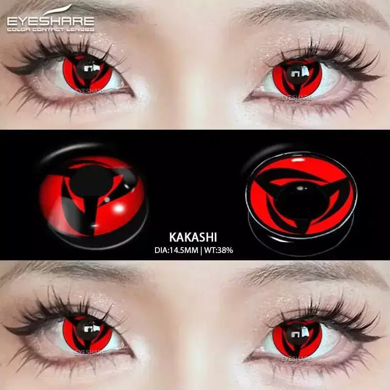 Eyeshare lentes de contato coloridas para olhos, 1 par de lentes coloridas de anime cosplay, lentes loucas de halloween, lentes de contato, maquiagem de beleza