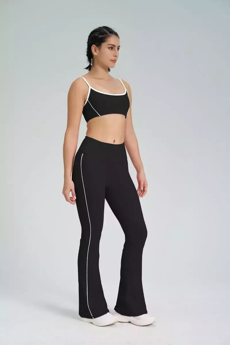 Terno de Yoga Patchwork de duas peças para mulheres, cintura alta Flare Leggings, roupas de treino Fitness Sportswear agasalho