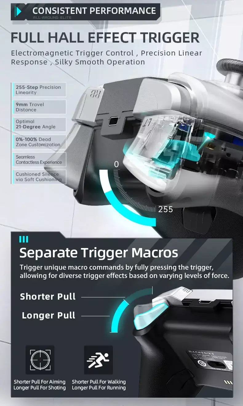 Controlador De Jogos Sem Fio Gamepad Machenike G5 Pro Elite Hall Gatilho Joystick Botões Mecha-Táteis Para Switch PC Android IOS