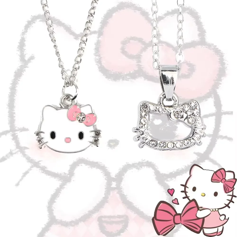 Olá kitty pingente colares moda arco bonito gato colar para mulheres homens jóias acessórios presentes menina metal kt gato pingente