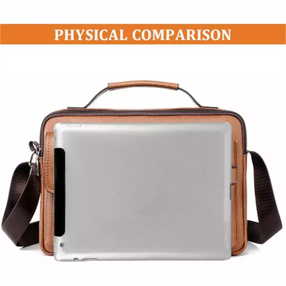 Bolsa mensageiro tiracolo de couro masculina, maleta de ombro empresarial, bolsa casual de viagem de grande capacidade, nova moda