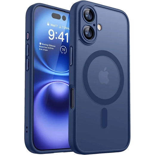 Magnético de luxo fosco translúcido armadura à prova de choque caso para iphone 16 15 14 13 12 11 pro max plus magsafe carga sem fio capa
