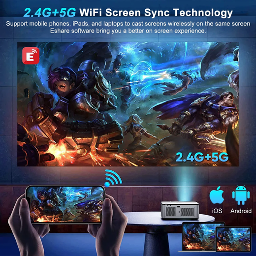 Horlat 2025 4K UHD Projetor 35000 Lumens Android WiFi 6 BT5.2 64G Native1080P Full HD Projetor de filmes de home theater para Netflix