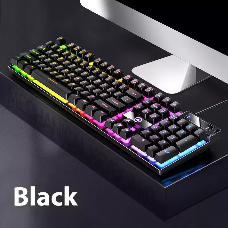 K500 teclado para jogos com fio sensação mecânica laptop desktops pc computador acessórios de escritório 104 teclas teclados com luz de fundo rgb