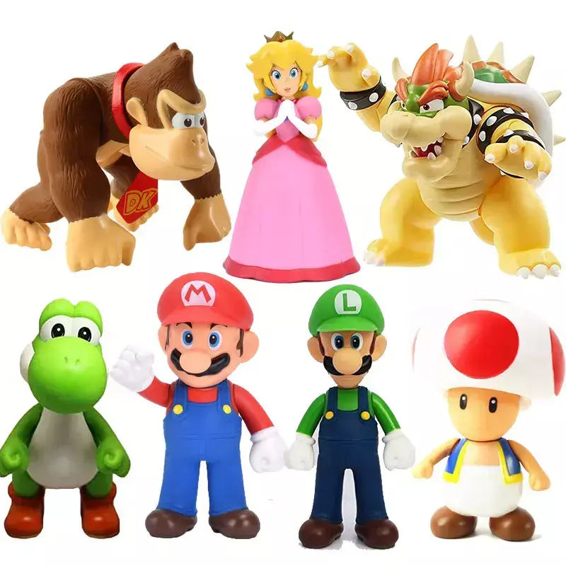 Super mario bros boneca yoshi pêssego princesa sapo figura de ação brinquedos mario luigi crianças presente aniversário natal decoração do bolo modelo